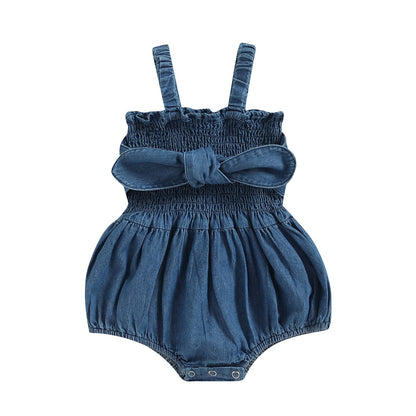Baby Girls Summer Denim Romper Clothes Dress Newborn Onesie Sunsuit 3 6 9 12 18 Months One-Piece Jumpsuits Outfits
