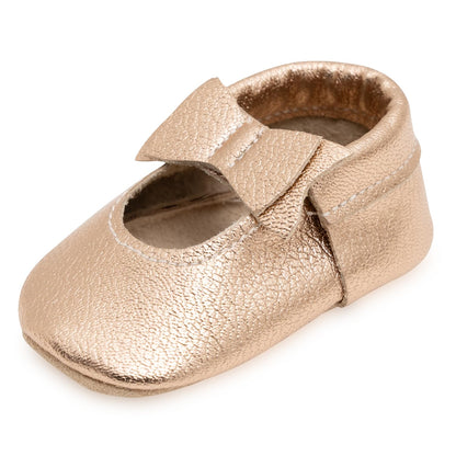 BirdRock Baby Bow and Knot Moccasins - Genuine Leather Baby Girl Shoes