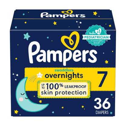 Pampers Overnight Diapers - Swaddlers Overnights - Size 4, 58 Count, Disposable Baby Diaper, Night Time Leak and Skin Protection