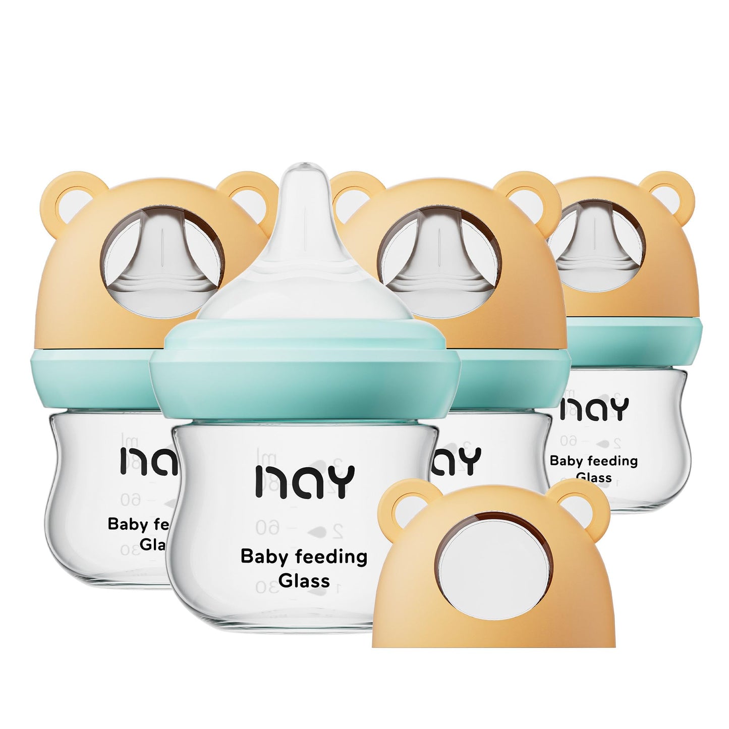 Natural Glass Baby Bottle for Breastfeeding Babies, 5.4oz Anti-Colic Baby Bottle with Natural Response Nipple(S), Clear, Wide Neck, 2 Pack, 1 Months+