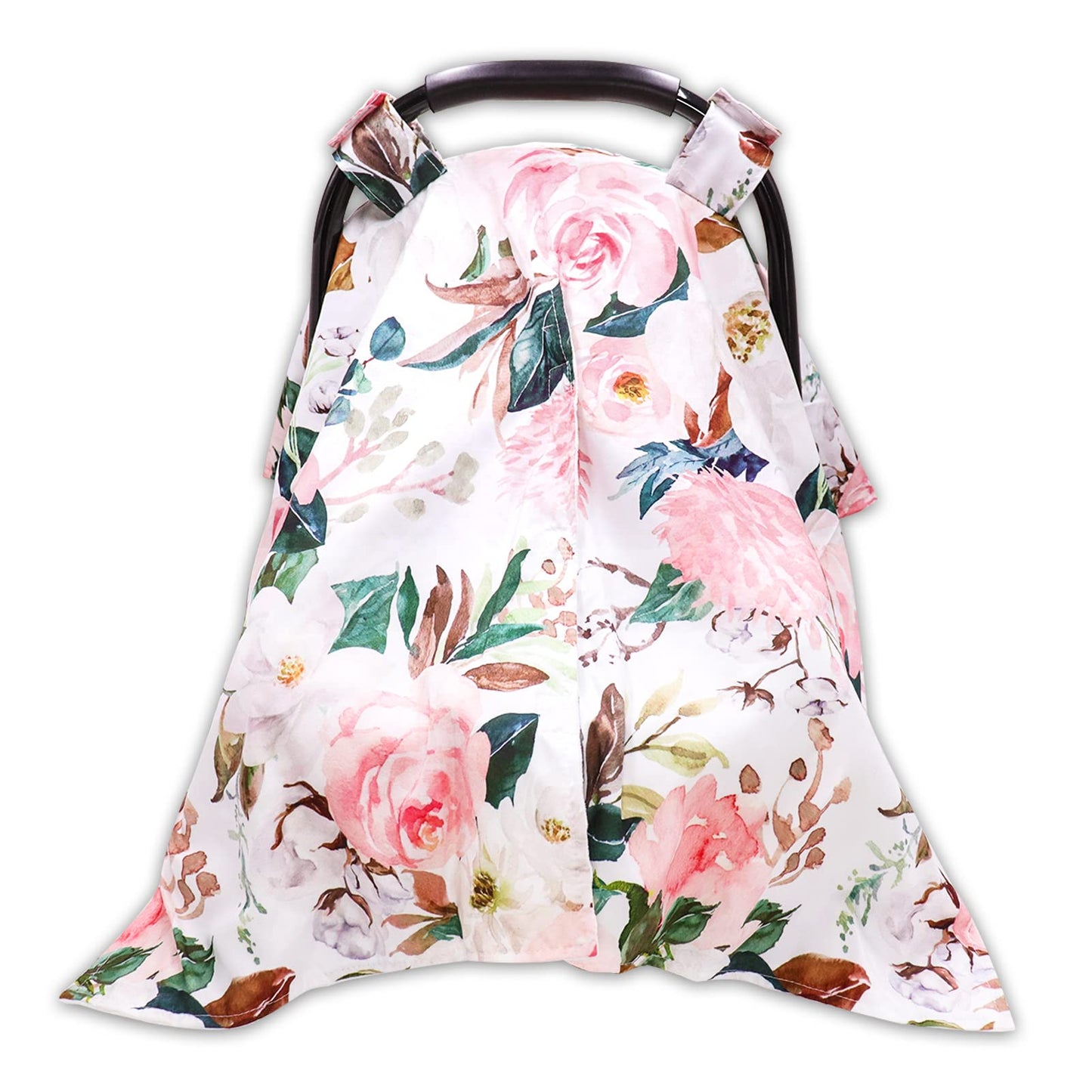 DILIMI Car Seat Cover Baby Girl, Minky Warm Winter Car Seat Covers for Babies, Peekaboo Opening Infant Car Seat Cover, Nursing Cover Carseat Canopy, Pink Flower