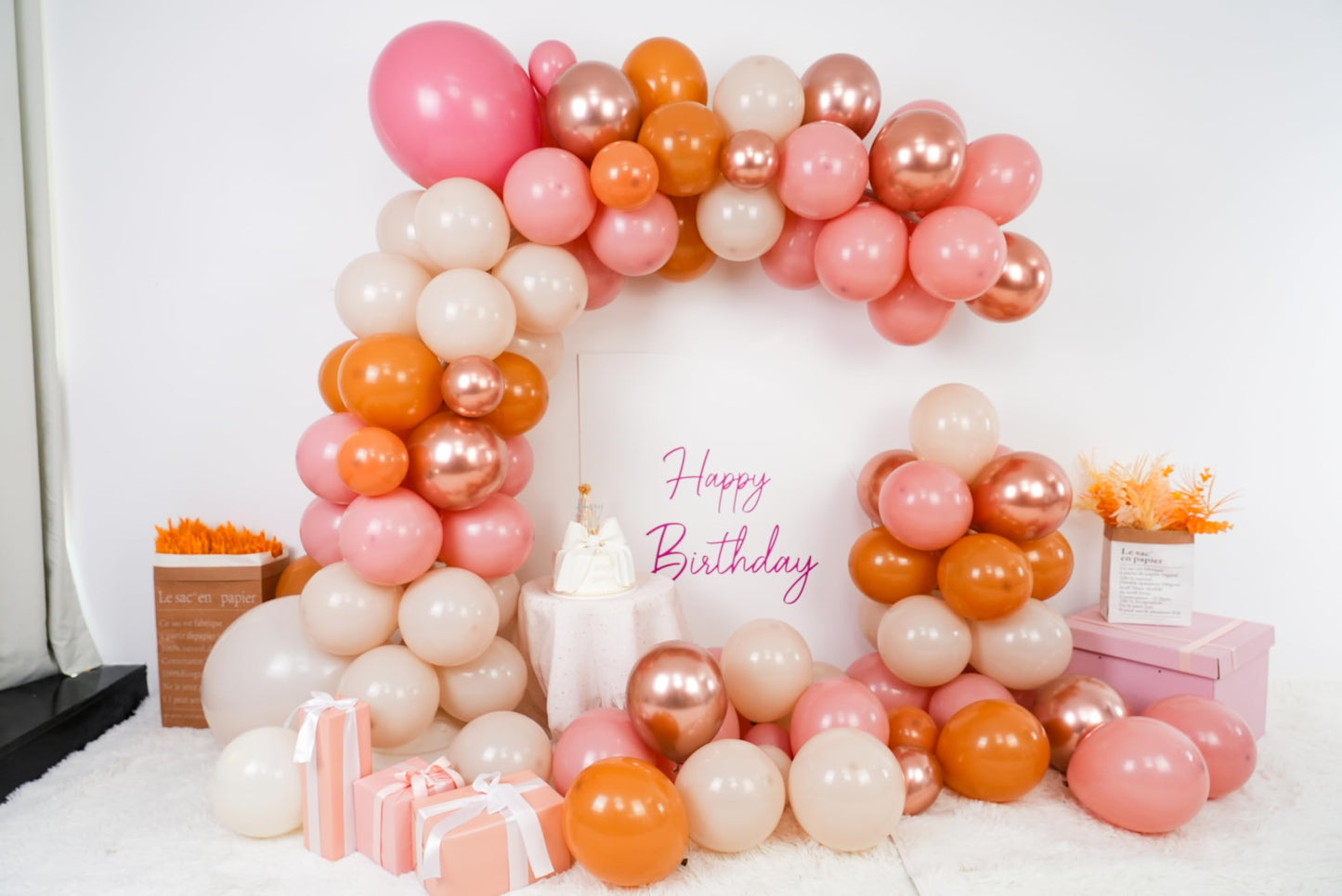 Ivory White Balloon Arch Kit,Boho Balloon Garland with Pastel Orange Cream Beige Champagne Gold White Sand Balloons for Neutral Baby Shower Wedding Boho Bridal Party Decorations