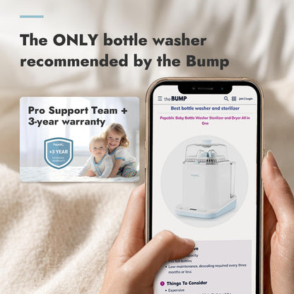 Papablic Bottle Washer Pro, Baby Bottle Washer & Sterilizer & Dryer, 4-in-1 Bottle Washer Sanitizer for Bottles, Pump Parts, & Baby Essentials - Quick & Clean with 60 Detergent Tablets