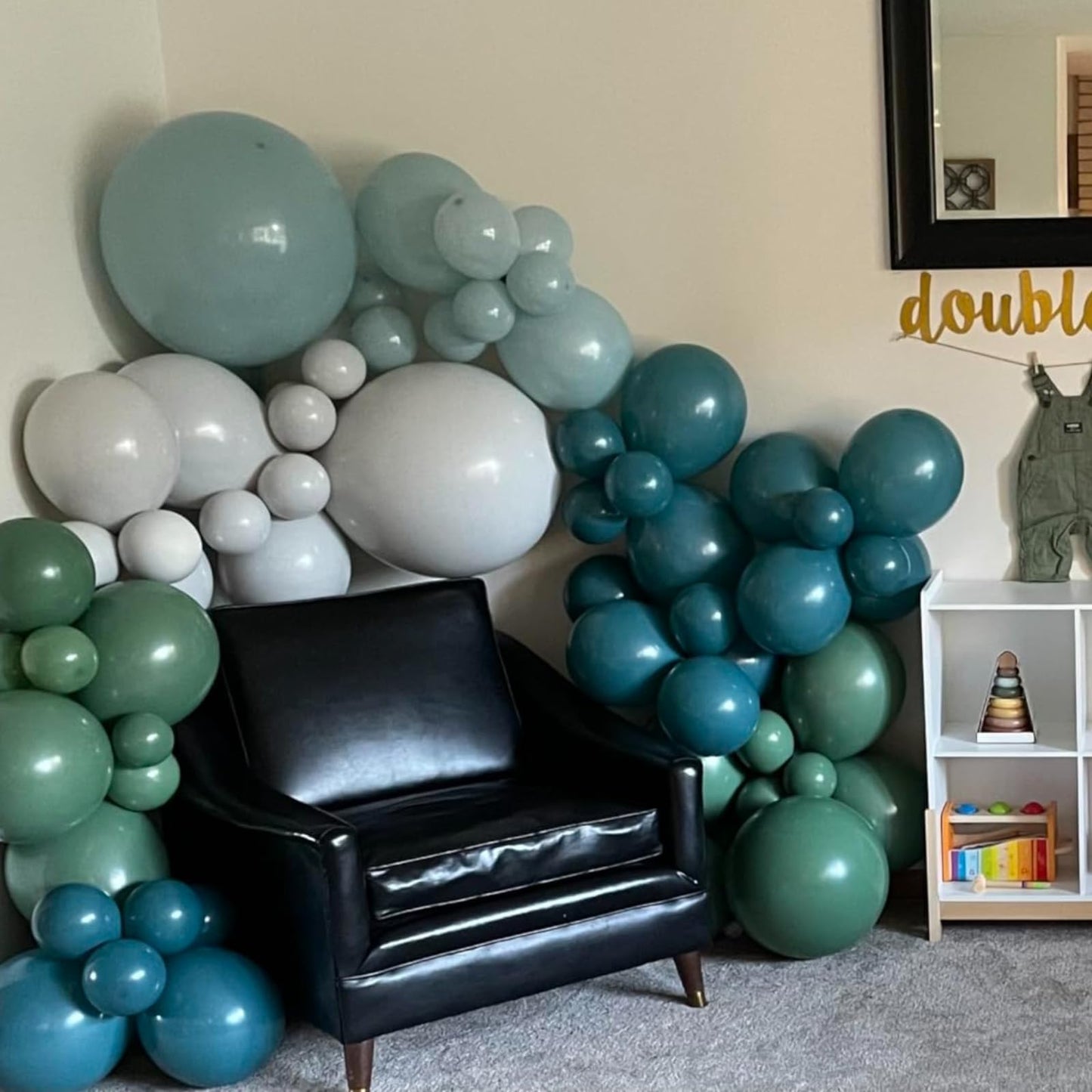 Sage Green Balloons Arch Double Stuffed, Olive Dusty Green Brown Beige Neutral Balloon Garland Kit, White Sand Apricot Tan Latex Balloon for Baby Shower Birthday Jungle Safari Party Decoration