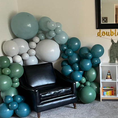 Sage Green Balloons Arch Double Stuffed, Olive Dusty Green Brown Beige Neutral Balloon Garland Kit, White Sand Apricot Tan Latex Balloon for Baby Shower Birthday Jungle Safari Party Decoration