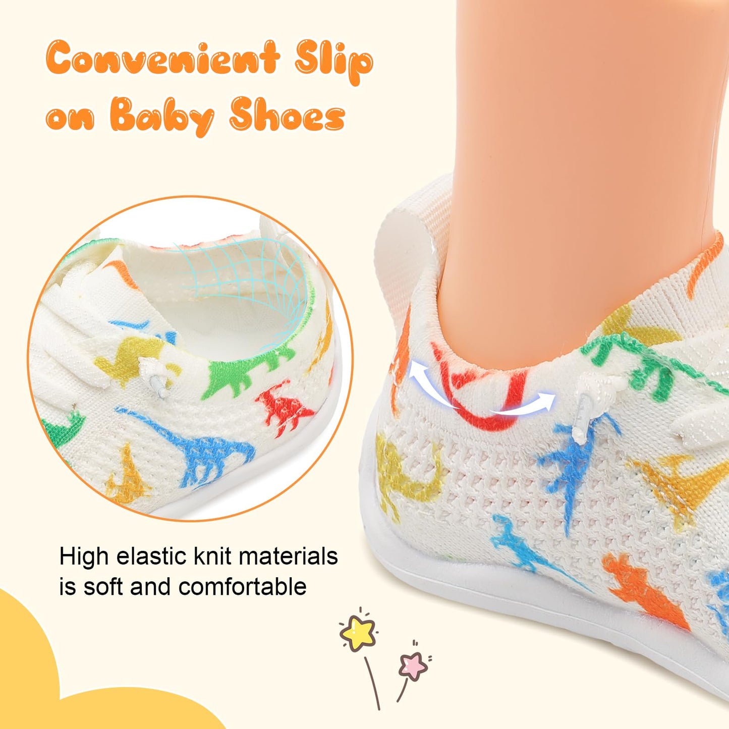 JIASUQI Baby Shoes for Toddler Boys Girls Sneakers Slip on Walking Shoes for Babies