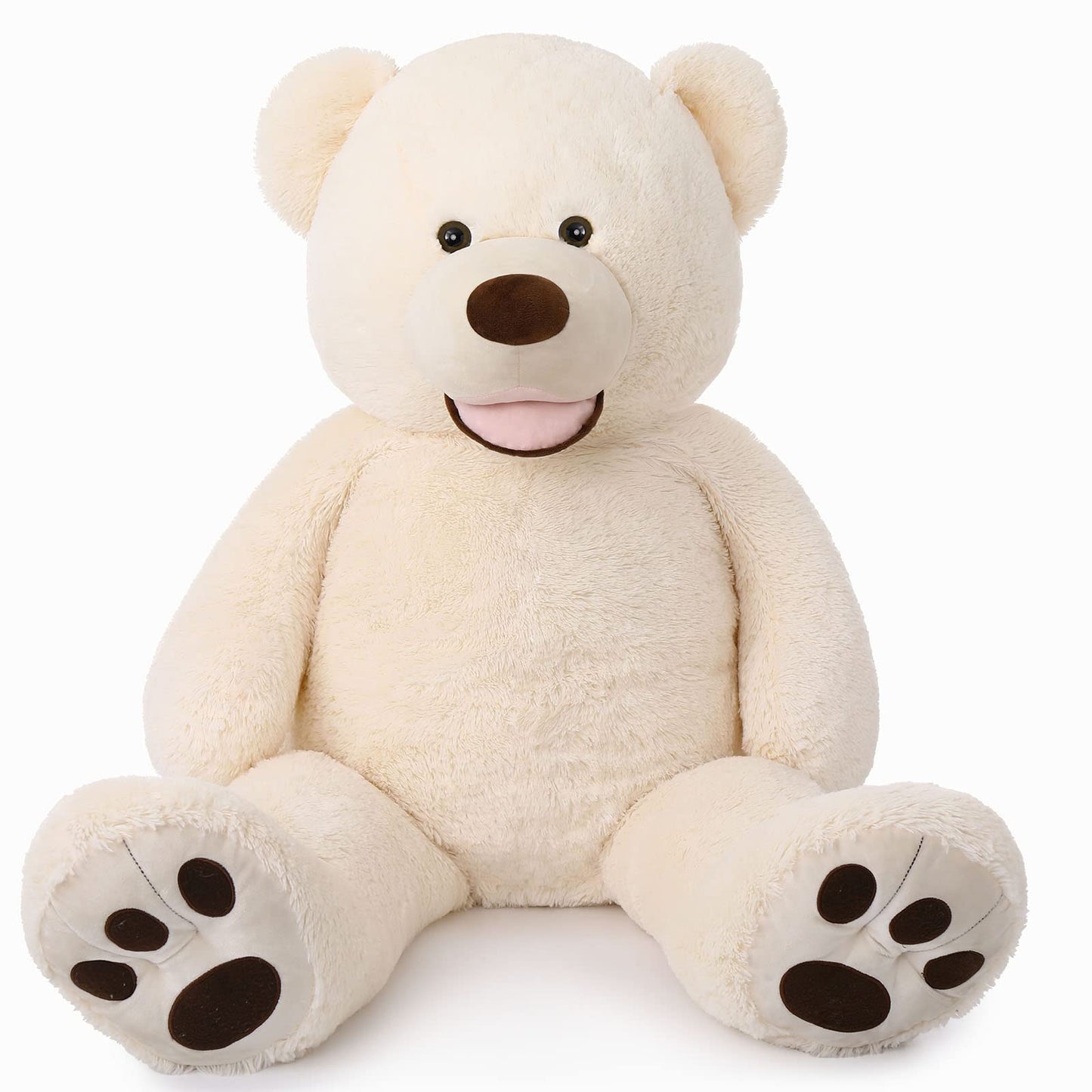 MorisMos Smile Giant Teddy Bear, 51inch Large Stuffed Bears with Big Footprints, Big Stuffed Animals Cuddly Plush Gifts for Girlfriends, Boyfriend, Dark Brown