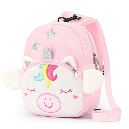 mibasies Toddler Backpacks for Girls 2-4: Plush Backpack -3D Animal Cartoon Mini Travel Bag -10 inch Toddler Backpack Leash