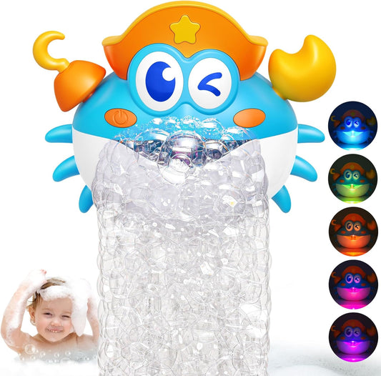 Bath Toys,Light Up Crab Bath Bubble Maker Baby Bath Toys for Kids Ages 1-3 4-8,Bath Bubble Machine with Colourful Light Bathtub Toddler Bath Toys Great Easter Basket Stuffers for Kids