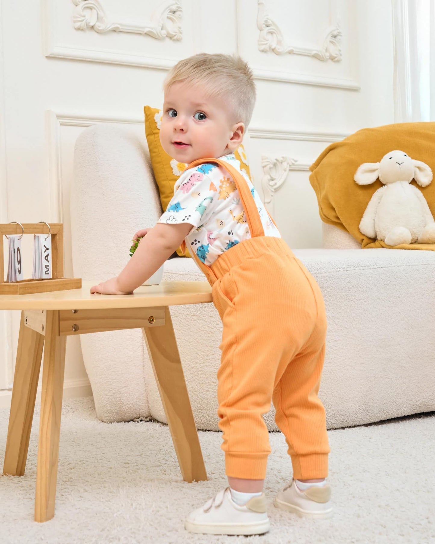 SANMIO Baby Boy Clothes 0-18 Months Newborn Outfits Short Sleeve Romper Top and Suspender Pants Baby Boy Summer Clothing 2Pcs