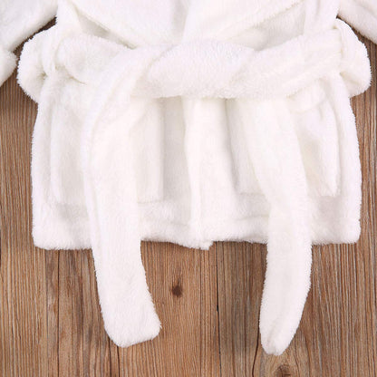 Qiylii Unisex Baby Plush Bathrobe Plain Kimono Gown Newborn Toddler Girls Boys Towel Robe Nightwear Clothes
