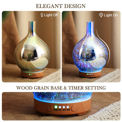 Porseme 3D Essential Oil Diffuser Cool Mist Humidifier Ultrasonic Aromatherapy Diffuser,150ml Last 6h,Auto Shut-Off,Air Refresh,Decoration for Home,Office,Yoga,Baby,Sleep
