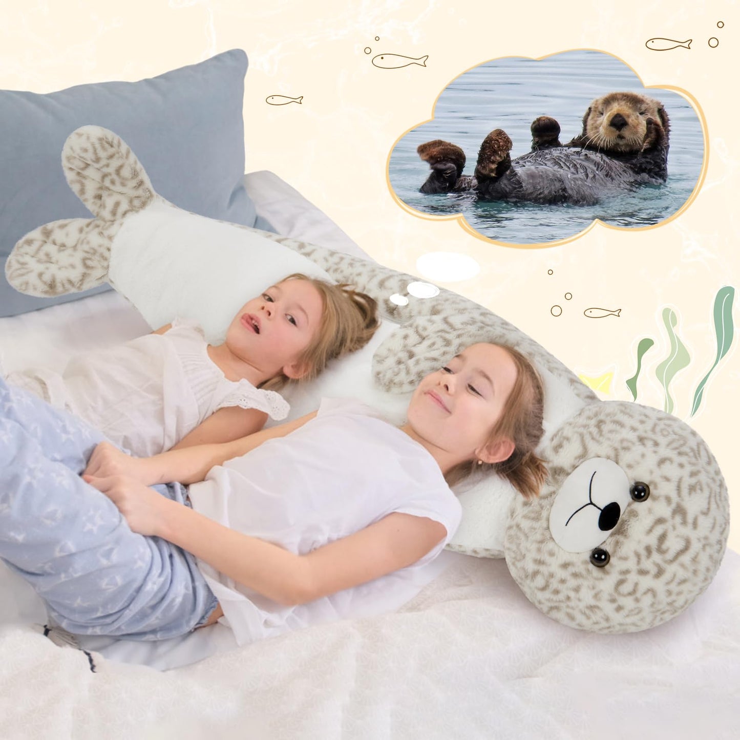 Tezituor 43.3 inch Giant Whale Stuffed Animal, Large Stuffed Whale Plush Ocean Toys, Hugging 4ft Soft Whale Plush Pillow for Girls Boys