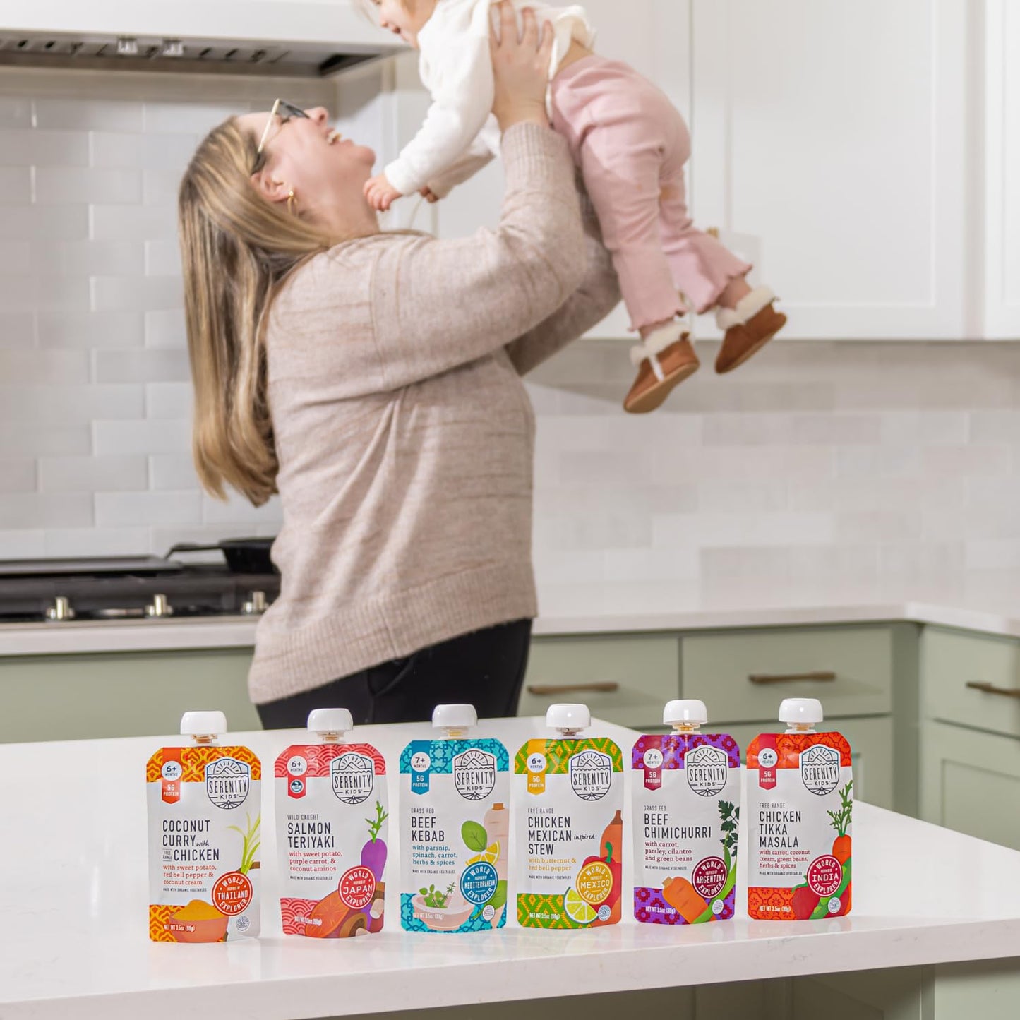 Serenity Kids 7+ Months World Explorers Baby Food Pouches Puree Made With Ethically Sourced Meats & Organic Veggies | 3.5 Ounce BPA-Free Pouch | Beef Chimichurri | 6 Count