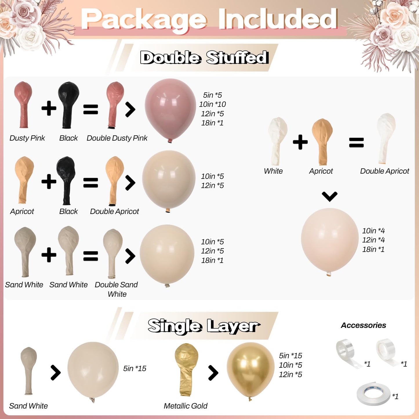 Sage Green Balloons Arch Double Stuffed, Olive Dusty Green Brown Beige Neutral Balloon Garland Kit, White Sand Apricot Tan Latex Balloon for Baby Shower Birthday Jungle Safari Party Decoration