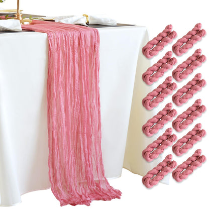 Light Pink Cheesecloth Table Runner 10ft Boho Rustic Gauze Cheese Cloth Spring Decor for Wedding Party Bridal Baby Shower Birthday Table Decorations