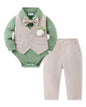 SANMIO Baby Boy Clothes Suits Infant Gentleman Outfit Collared Dress Shirt+Vest+Tie+Corsage+Pants 5Pcs Baby Suit Sets