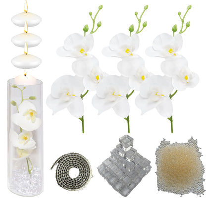 Artificial Phalaenopsis with Candles Diamond Lace Nearly Natural Orchid for Table Centerpiece Wedding Party Home Bar Restaurant Festival Decoration Pink Suit