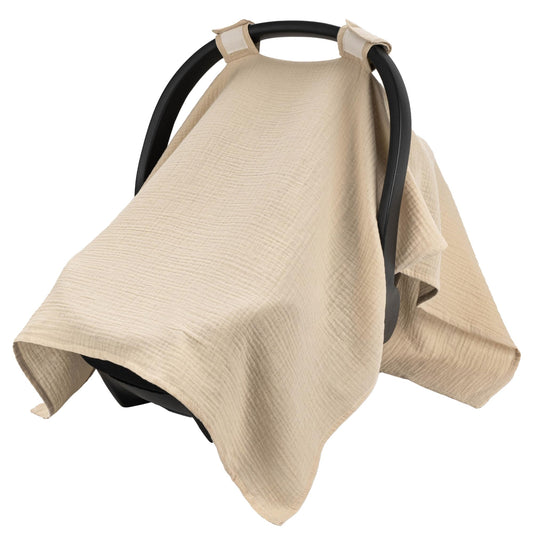 SERAPHY 100% Muslin Cotton Car Seat Covers for Babies, Universal Baby Car Seat Cover, Breathable Muslin Carseat Cover Canopies for Boys and Girls, Soft Infant Car Seat Cover for Summer — Rabbits