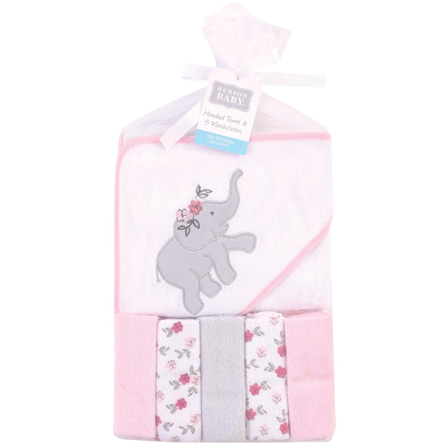 Hudson Baby Unisex Baby Hooded Towel and Five Washcloths, Modern Giraffe, One Size