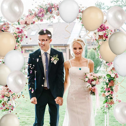 Beige Balloons, 60 PCS 12 Inch Cream Nude Sand White Clear Latex Birthday Balloons for Birthday Baby Shower Wedding Party Decorations