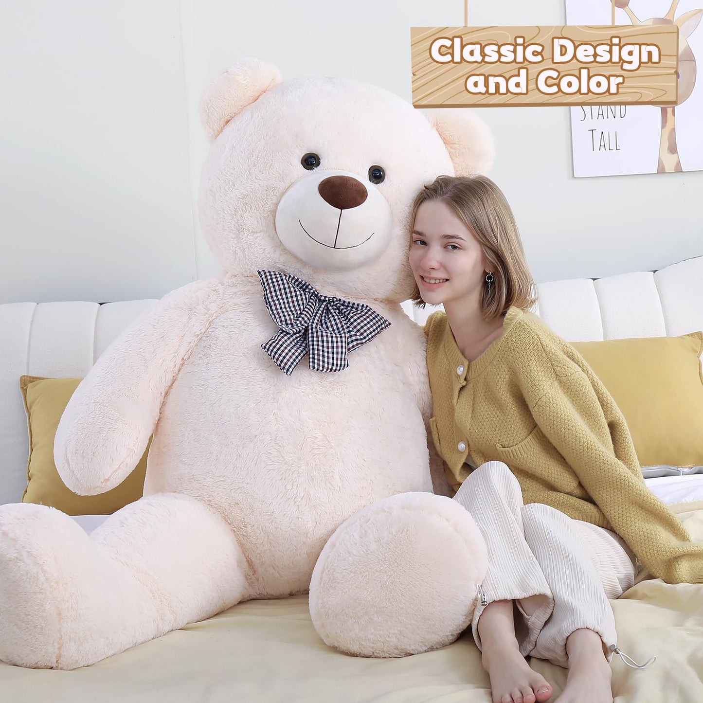 51 inch Big Teddy Bear Cute Giant Stuffed Animals Soft Plush Toy for Girlfriend Kids for Birthday Christmas Valentine's Day
