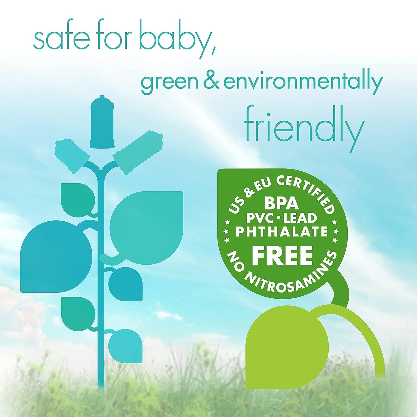 The Upright Bottle - Bittylab Bare Air-Free 4oz Twin for breastmilk or Baby Formula, Anti-Reflux, Anti-Colic, Anti-Gas, Fuss or Sleep Troubles. with Easy-Latch Nipples. 0-6 Months.