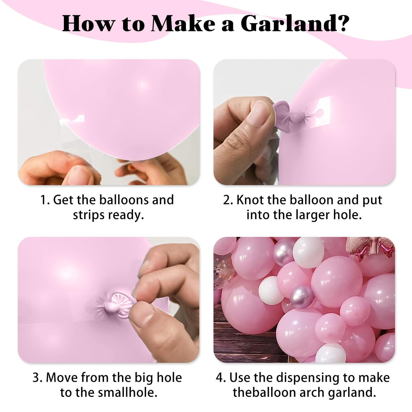 Pink White Balloon Arch Kit, Double Stuffed Pastel Pink Ivory White Balloon Garland, Baby Pink Cream White Balloons with 3pcs 18Inch Clear Balloons for Girls Birthday Baby Shower Party Decorations