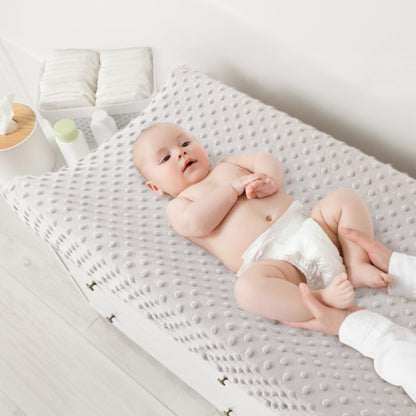 Susurration 2Pack Changing Pad Covers Super Soft Minky Dots Plush Changing Table Covers 33x17x7in Breathable Changing Pad Sheets for Unisex Baby Girls and Boys (Beige&Brown)