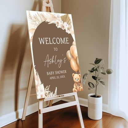 Personalized We Can Bearly Wait Baby Shower Welcome Sign, Welcome to Baby Shower Sign - Teddy Bear & Balloon Theme Décor #5