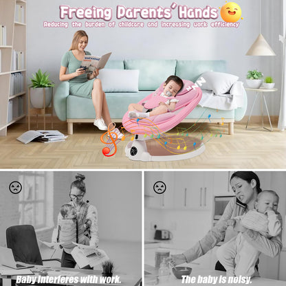 Electric Baby Swings for Infants to Toddler Baby Swing with Remote Control & Bluetooth Music 10-Preset Melodies (Pink)