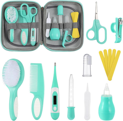 Lilian&Gema Baby Grooming Kit Newborn Boy, 15 in 1 Baby Safety Care Set, Portable Baby Healthcare Set with Baby Hair Brush and Comb, Baby Nail Kit, Nasal Aspirator, Perfect Gifts for Boys