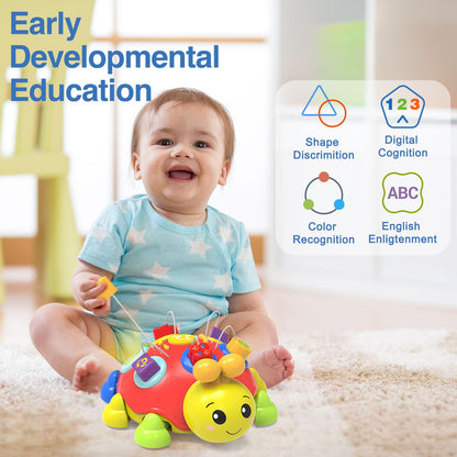 Baby Musical Ladybug Crawling Toys,Baby Toy 6-12 Months with Light-up Music, Early Educational Learning Montessori Toy, Infant Gift Toys for 7 8 9 10 11 Months 1-2 Years Old Newborn Girls (Pink)