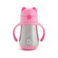 Munchkin Cool Cat Sippy Cup for Toddlers, Stainless Steel Straw Cup, 8 Ounce, Pink