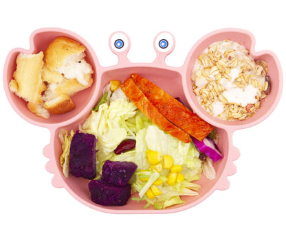 Silicone Suction Plate for Toddlers - Self Feeding Training Divided Plate Dish and Bowl for Baby and Toddler, Fits for Most Highchairs Trays, BPA Free Microwave Dishwasher Safe