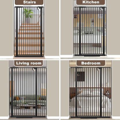 Fairy Baby 51.18" Extra Tall Cat Gate for Doorway, 29.5"-40.5" Extra Wide Pet Gate Dog Barrier Indoor for Cats Dogs, Kid Puppy Dog Gate No Jumping Over & No Climb, Metal Child Safety Proof Gate, Black