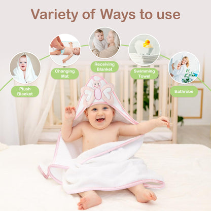 Mother's Choice Baby Hooded Towel - Large 33x33 Inch, 100% Cotton, Ultra-Soft & Absorbent Bath Towel for Newborns, Infants, Boys & Girls (Butterfly)