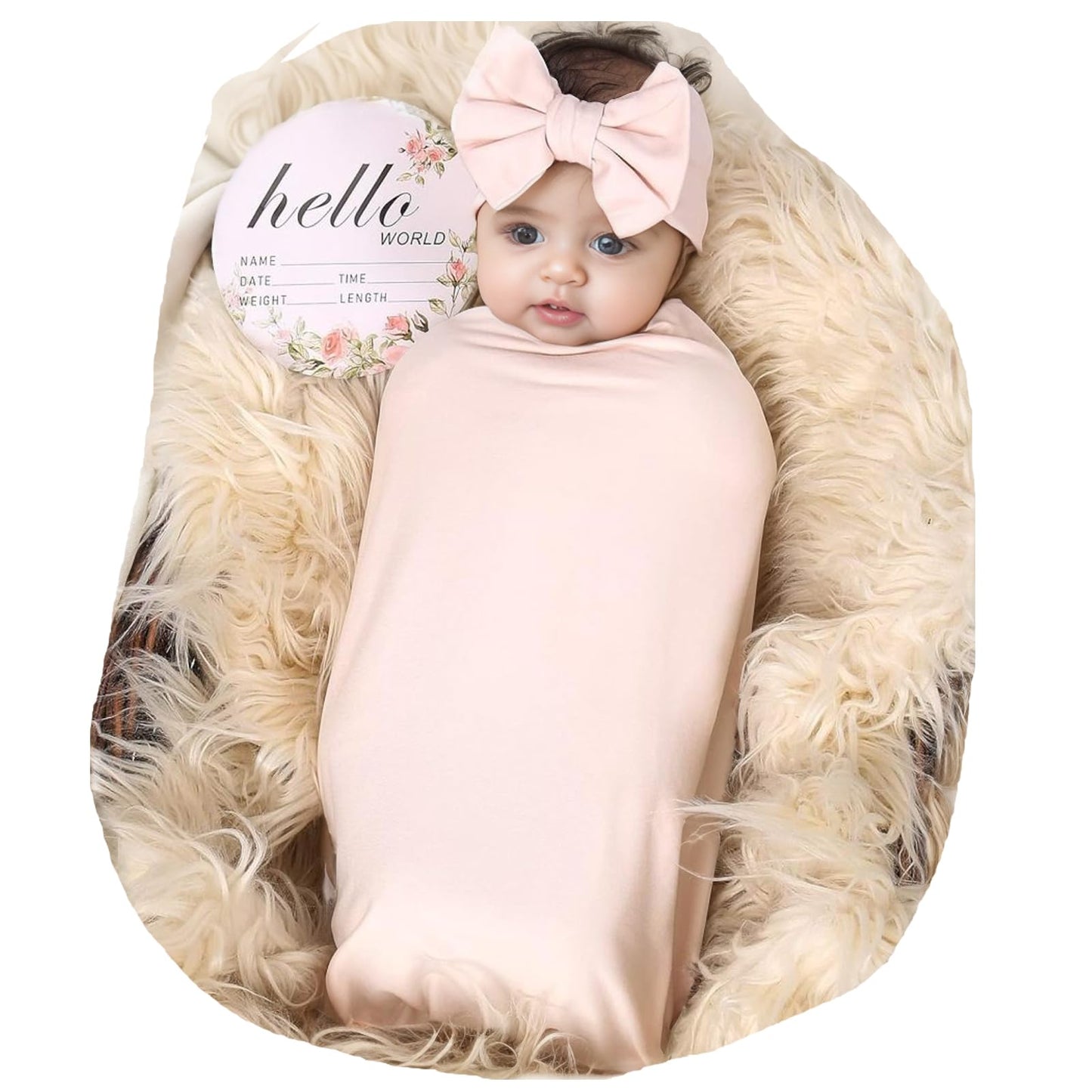 Galabloomer Newborn Receiving Blanket Headband Set Baby Flower Swaddle (vintage flower)