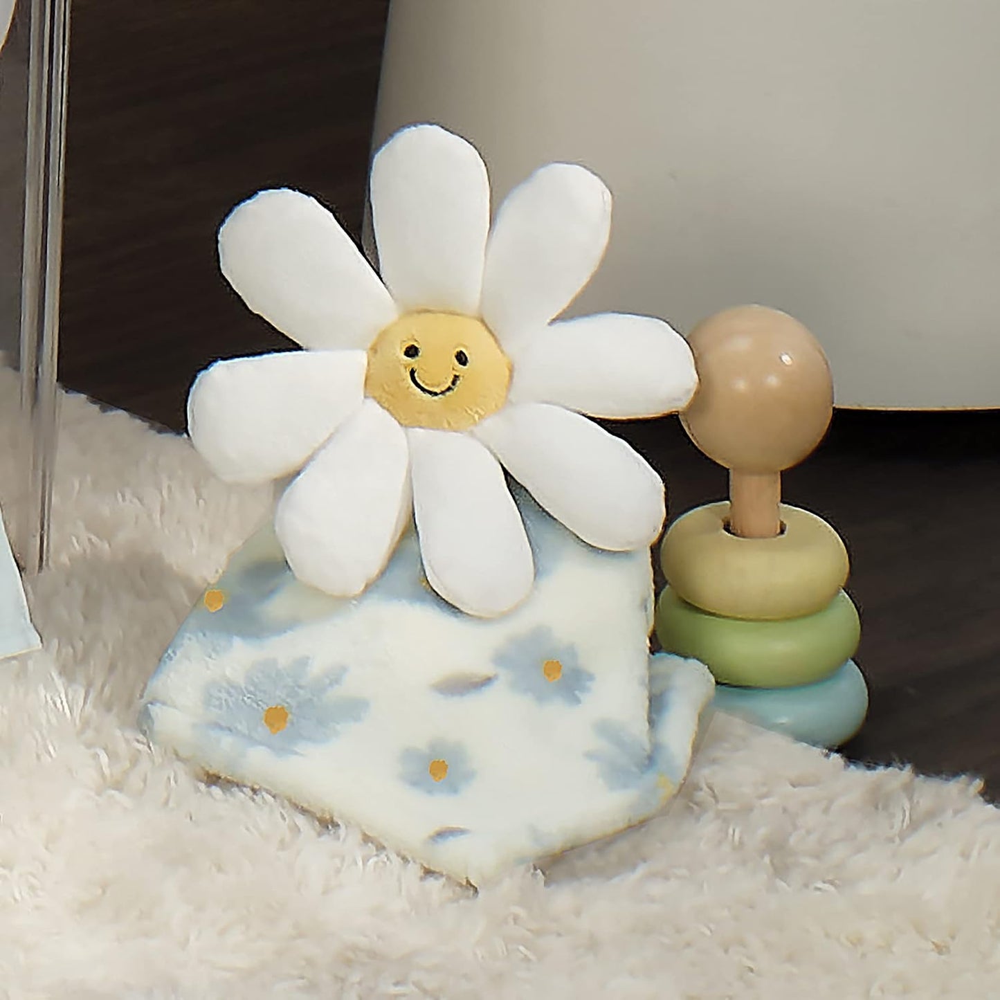 Lambs & Ivy Sweet Daisy Lovey White Flower Plush Security Blanket