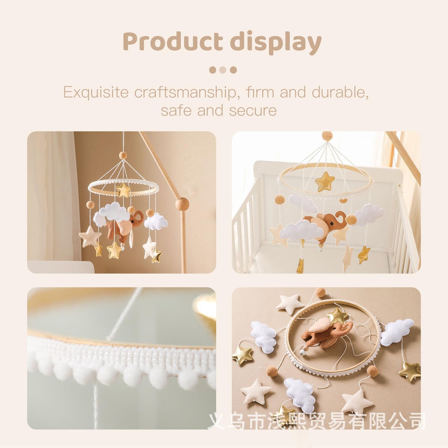 2025 Bohemia Theme Baby Mobile - Mobile for Crib, Crib Mobile for Boys and Girls, Nursery Decor Mobile, Clouds Moon Sheep Pendant Nursery Decor (Beige)