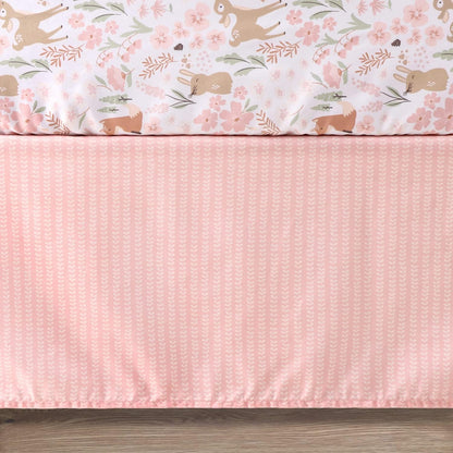 The Peanutshell 3 Piece Baby Crib Bedding Set for Girls - Newborn, Infant & Toddler Nursery Bed Set Decor with Fitted Crib Sheet, Dust Ruffle Comforter - Fairytale Forest