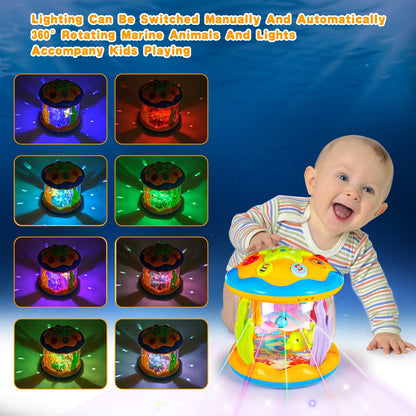 Baby Musical Toys 0-6 6-12 Months Rotating Projector Light Up Infant Tummy Time Toys 0-3-6 Months Sensory Toddler Toy Age 1-2-4 New Birthday Gifts for 1 Year Old Girl Boy Learning &Education Toy
