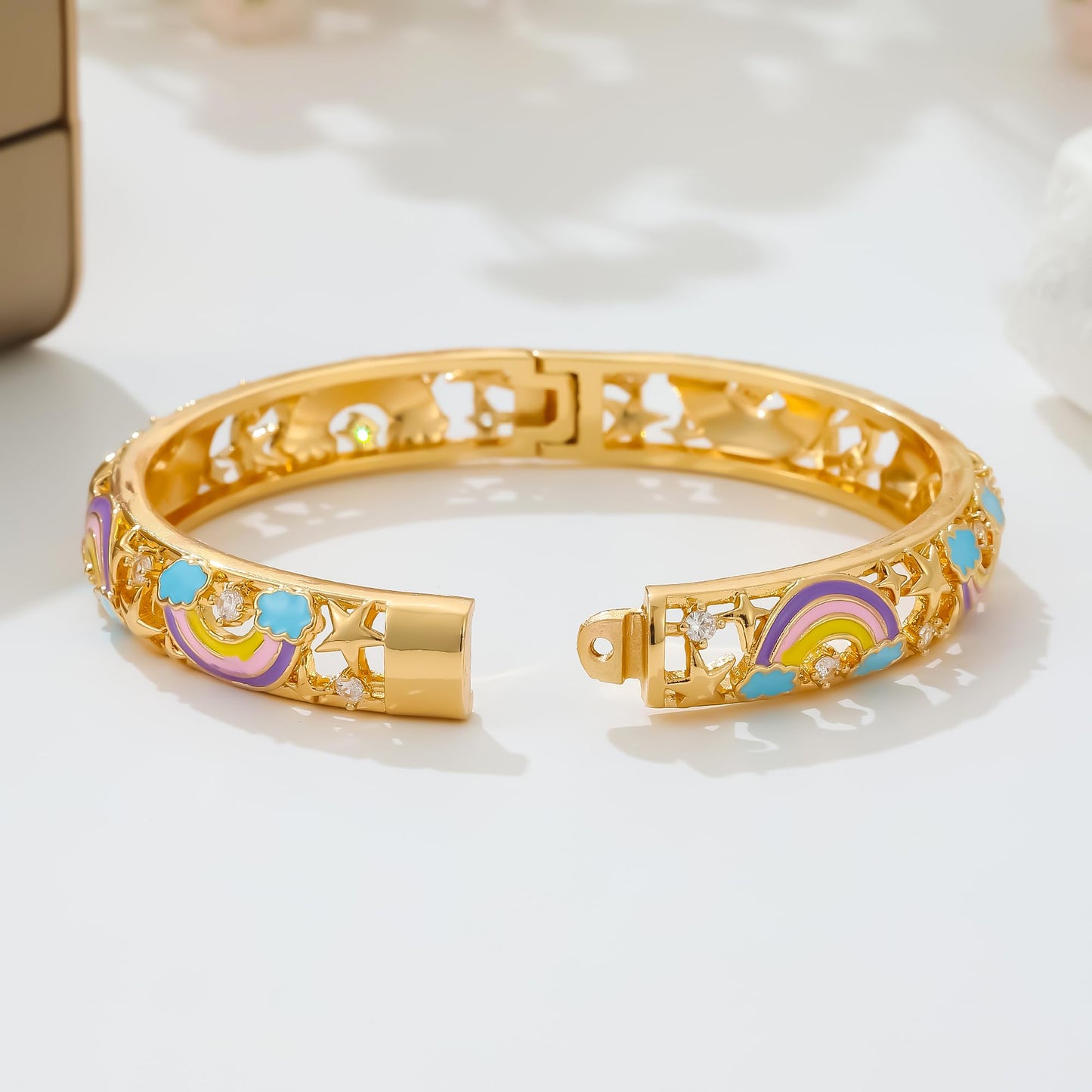 Ethlyn Gold Plated Colorful Openable Kids Baby Girls Bangles Bracelets Birthday Christmas Gifts Birthday Presents for children