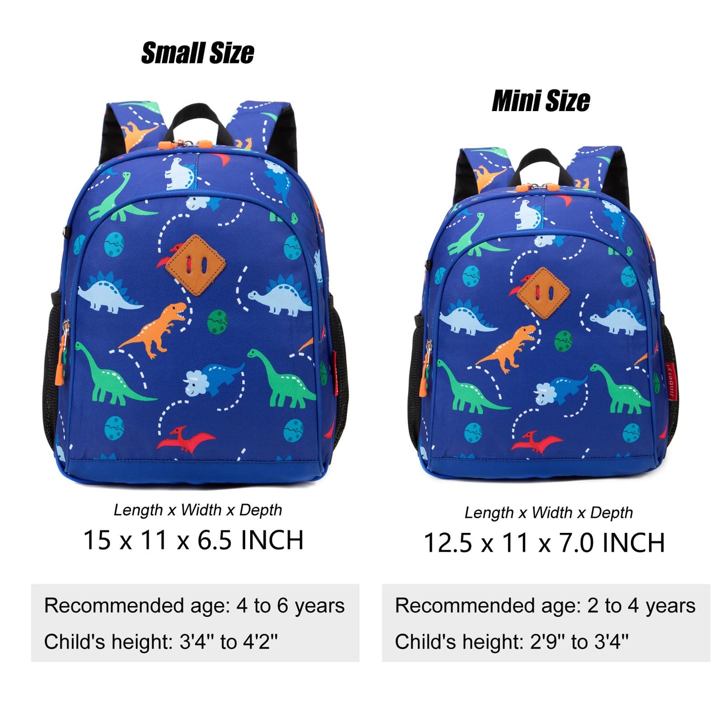 Toddler Backpack for Boys, 12 Inch Kids Dinosaur Backpack for Preschool or Kindergarten, Black