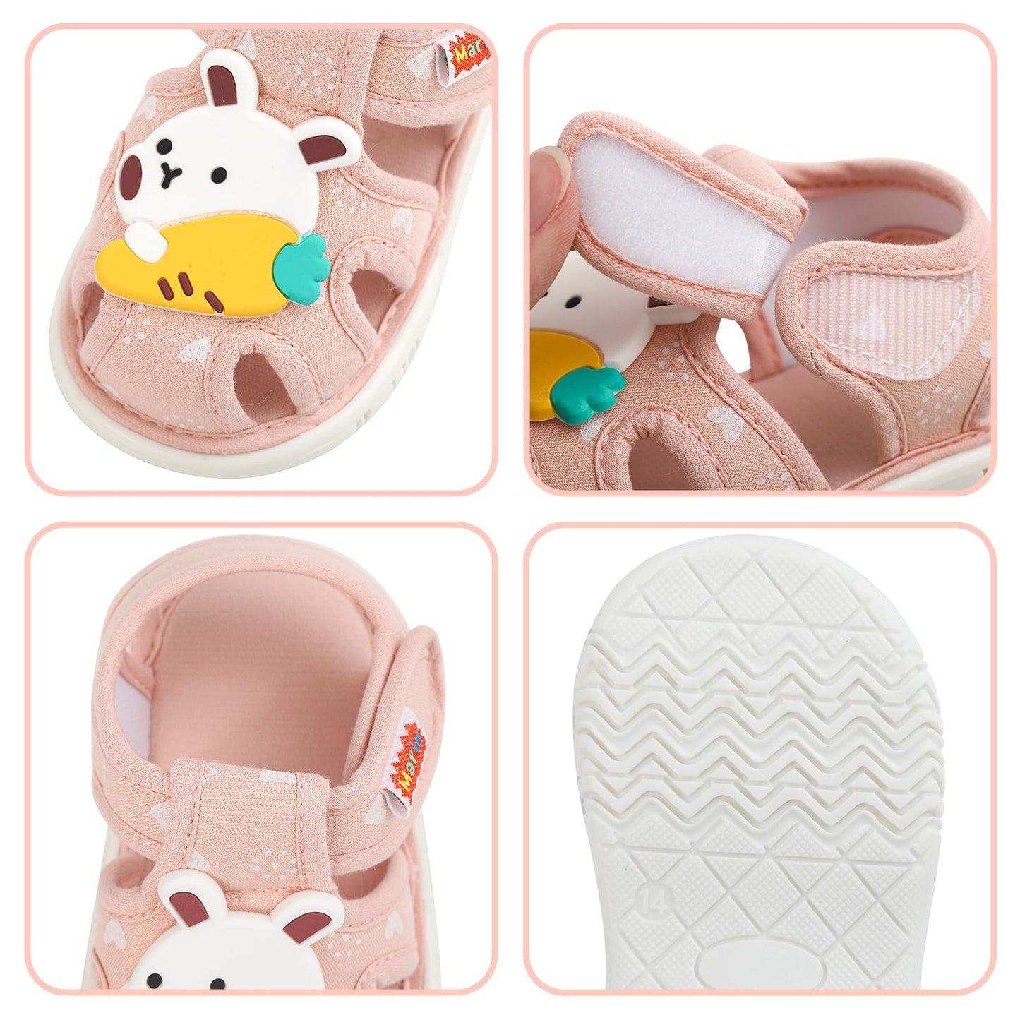 ESTAMICO Baby Boys Girls Sandals Cute Animal Summer Shoes Breathable Non Slip First Walker, 18-24 Months Toddler, Light Blue