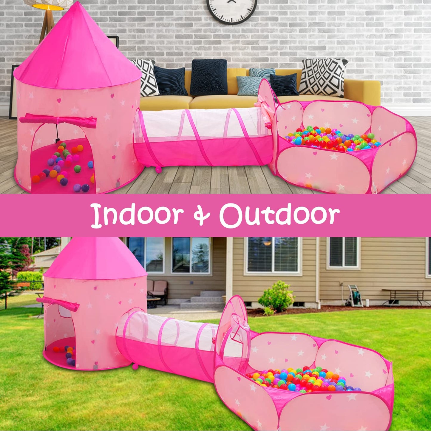 Sumbababy Kids Tent with Crawl Tunnel: Ball Pit Tent for Toddlers - Ball Pit Tunnels for Young Children - Pop Up Baby and Toddler Tent for Indoor & Outdoor