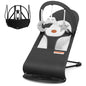 HKAI Baby Bouncer, Portable Baby Bouncer Seat for Babies 0-18 Months, 100% Cotton Fabrics, 3 Modes of use with Rocker and Stationary Options, Infant Rocker Chair with Hanging Toys-Organic Oat
