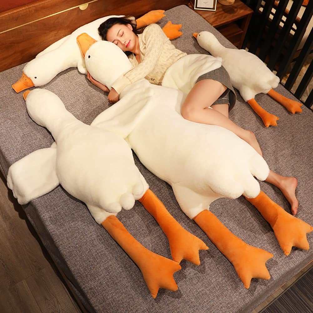 Giant White Goose Plush-51 in Soft Furry Swan Stuffed Animal Pillow,Huge Goose Plush Hugging Pillow Gifts for Every Age (51 in)
