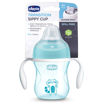 Chicco Transition Sippy Cup with Silicone Spout and Spill-Free Lid 7oz.| Calibration Markings | Removable Handles | Top-Rack Dishwasher Safe | Easy to Hold with Ergonomic Indents | Pink| 4+ Months