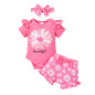 Tiny Cutey Baby Girl Clothes Infant Summer Outfits Set Ruffle Sleeve Romper and Floral Shorts with Headband